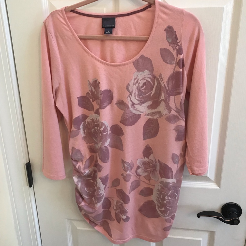 Oh Baby! Pink Rose Design Maternity Top Size L